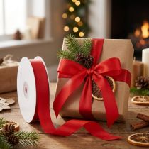 Product Gift ribbon and decorative ribbon, taffeta ribbon, red, 25mm, 50m