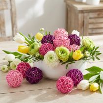 Product Rattan balls light pink purple assorted rattan Ø5cm 24 pcs