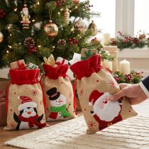 Product Gift bags Christmas Santa Claus jute look 20×23cm 3pcs