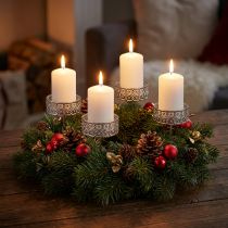 Product Floral Candle Holders Silver Ø7.4cm H12.5cm Antique Look 4 pcs