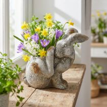 Product Rabbit decorative concrete flowerpot antique grey 33.5x17x29.5cm