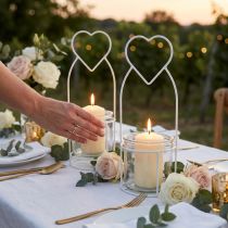 Product Lantern Heart White Lantern Holder Glass Ø12cm H30cm 2pcs