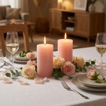 Product Pink pillar candles 85×150mm, solid color, set of 2, ideal for decoration &amp; romance