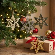 Product Wooden stars Christmas decoration wooden decoration stars green 8 cm 16 pcs