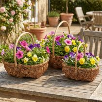 Product Basket plant basket woven basket with handle natural 33/28/22cm set of 3