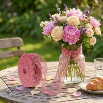 Product Jute ribbon, pink, 5cm wide, 40m long