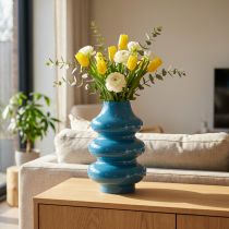 Product Vase, home accessory with a wave-shaped surface for a modern ambience, 23cm