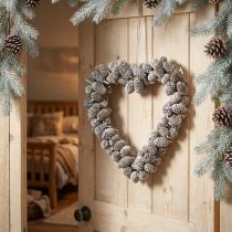 Product Heart decoration cone heart alder cone white washed 24cm