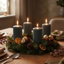 Product Anthracite pillar candles, grooved candles, 70/90mm, set of 4, Advent decorations
