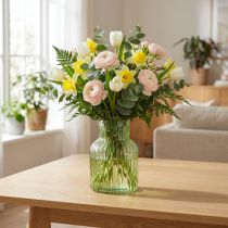 Product Green Glass Vase with Retro Ribbed Design Ø13.5cm H20cm