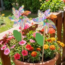Product Windmill Flower with Leaf Windmill Iridescent Colors Ø24cm 2pcs