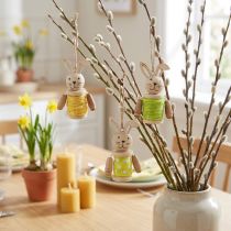 Product Easter bunnies for hanging Easter decoration wood jute H6.5cm 9 pcs