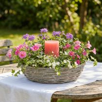Product Set of 2 White-Washed Wicker Plant Bowls with Metal Frame Ø35/30cm