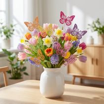Product Spring decoration flower plugs wooden decorative butterflies 28cm 18 pcs