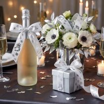 Product Gift ribbon white silver decorative ribbon New Year's Eve 25mm 18m