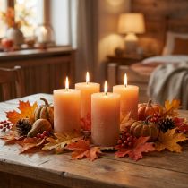 Product Solid Colored Candles Orange Peach Pillar Candles 60×80mm 4 Pcs