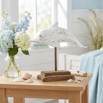 Product Dolphin decoration Albasia maritime wooden decoration white 28×6.5×26cm