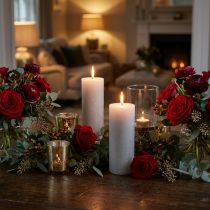 Product Elegant pillar candles, light grey, solid colour, 85×200mm, long burning time, set of 2