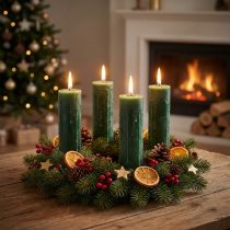 Product Stick Candle Dark Green Solid Colored 34 x 240mm 4 Pcs