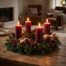 Product Set of 4 Burgundy Solid-Colored Taper Candles 34mm x 300mm