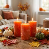 Product Solid-Colored Candles Orange 60x100mm 4 Pcs