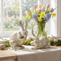 Product Decorative Rabbits Sitting Standing White Gold H12.5x16.5cm 2 pcs