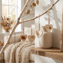 Product Wooden hearts decorative hanger wood decorative hearts burned 8cm 6pcs