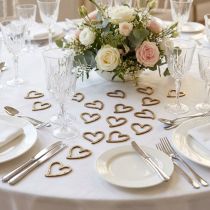 Product Heart decoration scatter decoration hearts wooden table decoration gold 5 cm 48 pcs