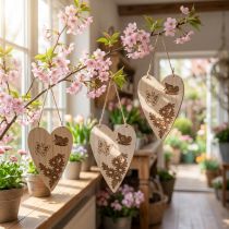 Product Deco hanger wood deco heart butterfly deco 13.5x20cm 6pcs