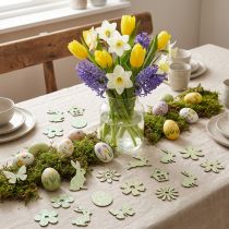 Product Scatter Decoration Wooden Scatter Parts Spring Easter Green 2-4cm 64 Pcs