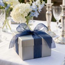 Product Organza ribbon gift ribbon dark blue ribbon blue selvedge 40mm 50m