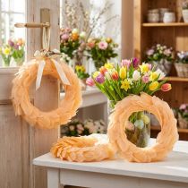 Product Spring wreath orange wreath to hang door wreath Ø20cm 3pcs