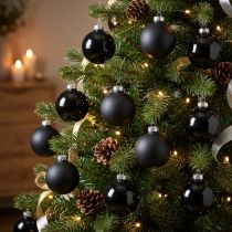 Product Mini Christmas tree ball, tree decoration mix, Christmas balls black H4.5cm Ø4cm real glass 24 pcs