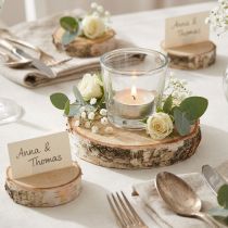 Product Birch slices with bark, 24 pieces, Ø5-6cm, whitewashed, decorative craft material for weddings, DIY projects