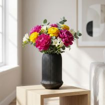 Product Ceramic vase with grooves Black ceramic vase Ø13cm H20cm