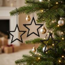 Product Christmas decoration star pendant black glitter 7.5cm 40p