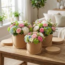 Product Gift box round flower box beige Ø12.5/14.5/16.5cm set of 3