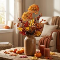 Product Deco branch artificial branch autumn decoration 2 inflorescences orange 82cm