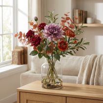 Product Artificial flower Dahlia Purple silk flower and bud H57cm