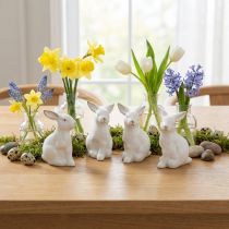 Product Ceramic Bunny Easter Decoration White Gold Easter Bunny H7.5cm 4pcs