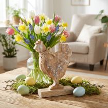 Product Wooden chicken, spring decoration, Easter figure natural, white washed H26cm