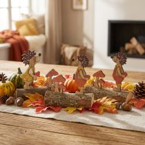 Product Hedgehog with mushrooms autumn figure wooden hedgehog yellow/orange H11cm set of 6
