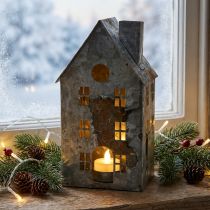Product Metal tealight holder, shabby chic style, whitewashed, rust finish, H20cm