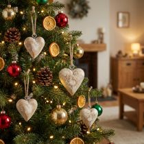 Product Wooden heart Christmas tree decoration 4.5cm 36 pcs