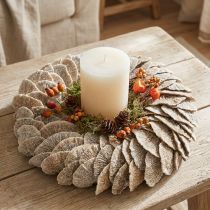 Product Natural Tree Fungus Wreath 37cm White with Fiber Base
