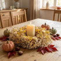Product Dried Oat Wreath with Yellow Strawflowers Ø29cm