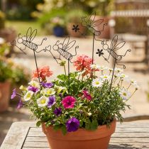 Product Metal garden stakes Bees Decoration Flower Pot stakes Black 8.5cm 4 pcs