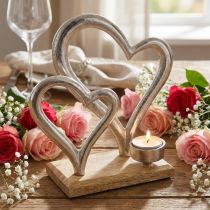 Product Tea light holder heart metal decoration table decoration wood 22cm