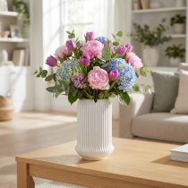 Product Ceramic Vase with Grooves White Ceramic Vase Ø13cm H20cm