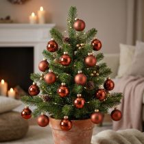 Product Mini Christmas balls glass rust red matt/glossy Ø2cm 44pcs